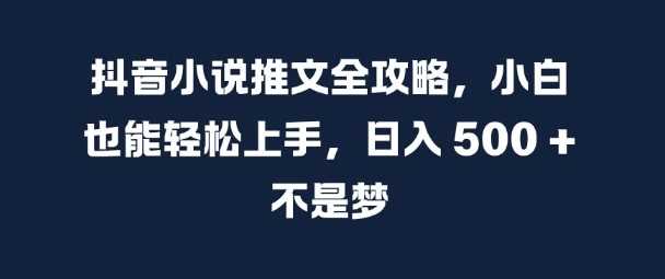 抖音小说推文全攻略，小白也能轻松上手，日入 5张+ 不是梦【揭秘】-玖哥网创