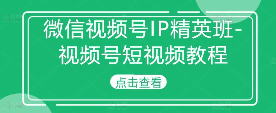 微信视频号IP精英班-视频号短视频教程-玖哥网创