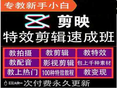 剪映特效教程和运营变现教程，特效剪辑速成班，专教新手小白-玖哥网创