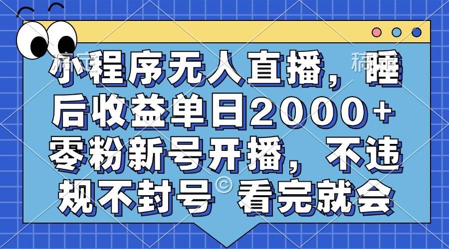 （13251期）小程序无人直播，睡后收益单日2000+ 零粉新号开播，不违规不封号 看完就会-玖哥网创