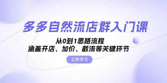 多多自然流店群入门课，从0到1思路流程，涵盖开店、加价、截流等关键环节-玖哥网创