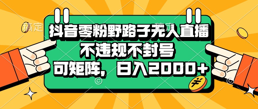 （13336期）抖音零粉野路子无人直播，不违规不封号，可矩阵，日入2000+-玖哥网创
