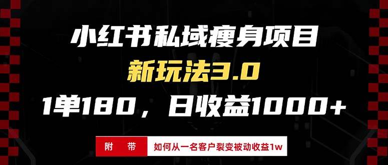 （13348期）小红书瘦身项目3.0模式，新手小白日赚收益1000+（附从一名客户裂变收益…-玖哥网创