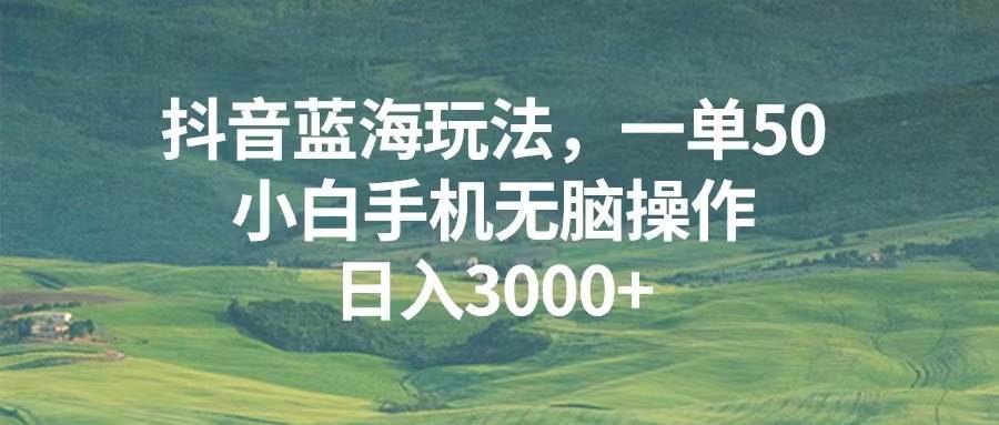 （13353期）抖音蓝海玩法，一单50，小白手机无脑操作，日入3000+-玖哥网创