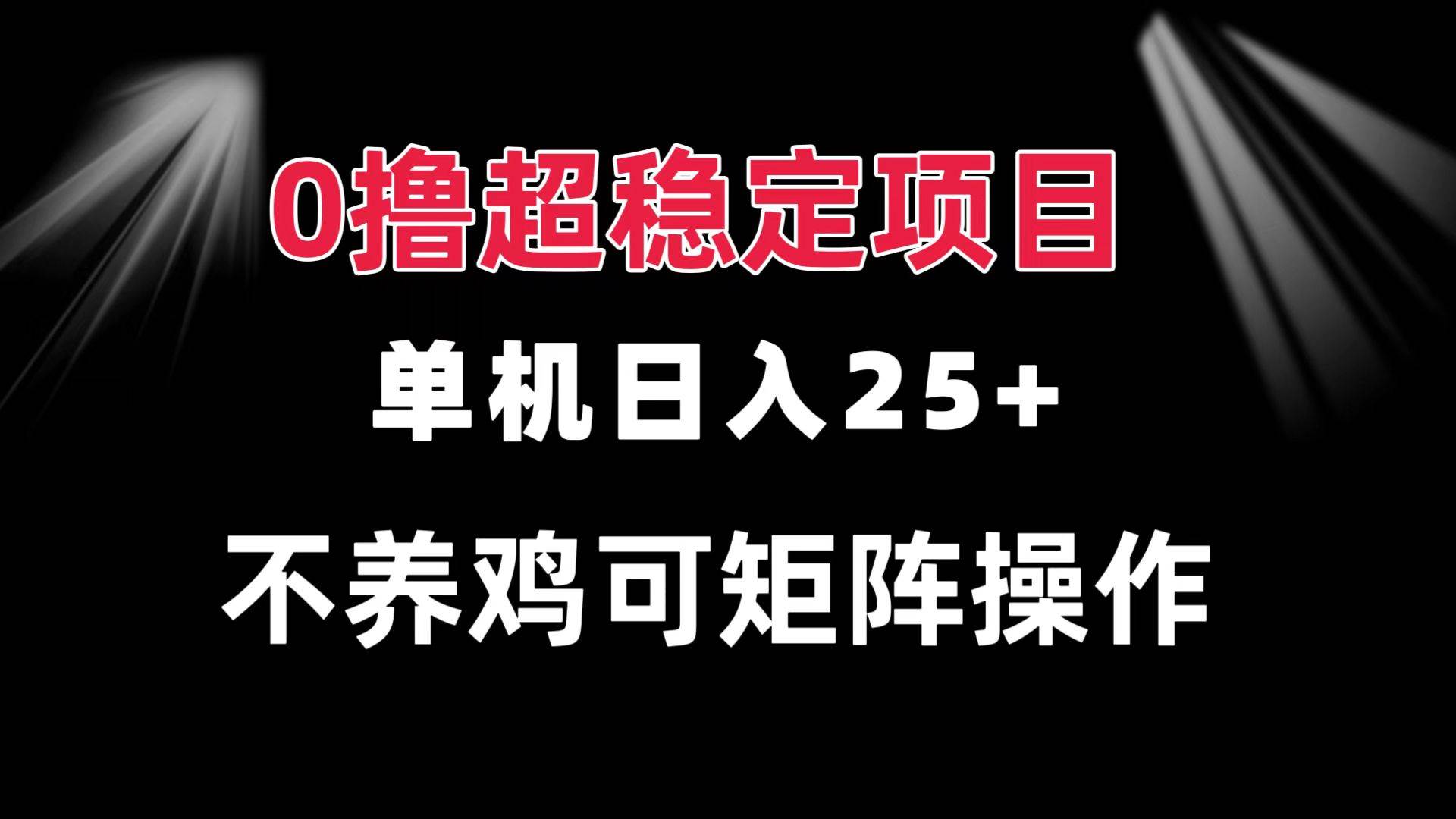 （13355期）0撸项目 单机日入25+ 可批量操作 无需养鸡 长期稳定 做了就有-玖哥网创