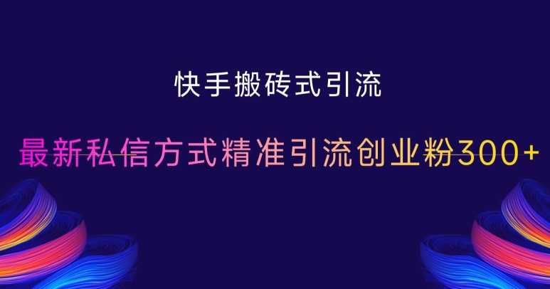快手搬砖式引流，最新私信方式精准引流创业粉300+-玖哥网创