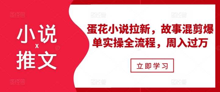小说推文之蛋花小说拉新，故事混剪爆单实操全流程，周入过万-玖哥网创