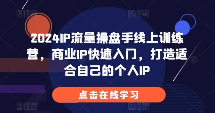 2024IP流量操盘手线上训练营，商业IP快速入门，打造适合自己的个人IP-玖哥网创