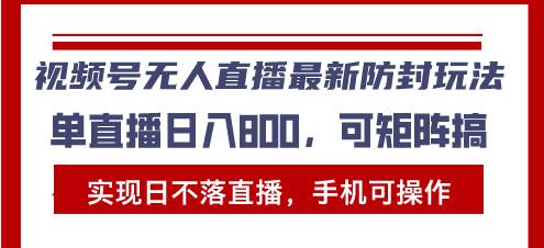 （13377期）视频号无人直播最新防封玩法，实现日不落直播，手机可操作，单直播日入…-玖哥网创