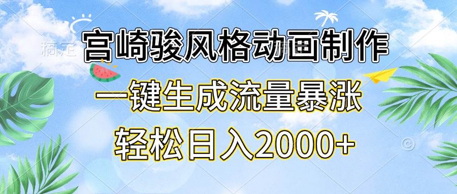 （13386期）宫崎骏风格动画制作，一键生成流量暴涨，轻松日入2000+-玖哥网创