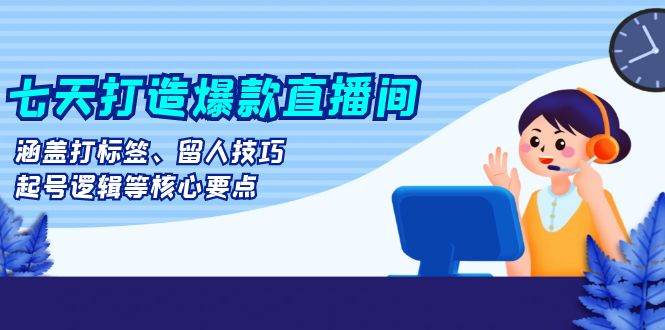 七天打造爆款直播间：涵盖打标签、留人技巧、起号逻辑等核心要点-玖哥网创