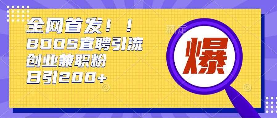 通过Boss直聘，每天轻松钓到200+多条创业大鱼的秘籍【揭秘】-玖哥网创