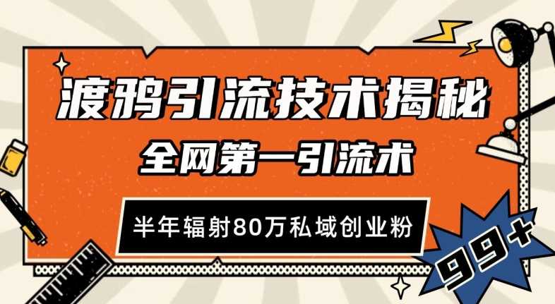渡鸦引流技术，全网第一引流术，半年辐射80万私域创业粉 【揭秘】-玖哥网创