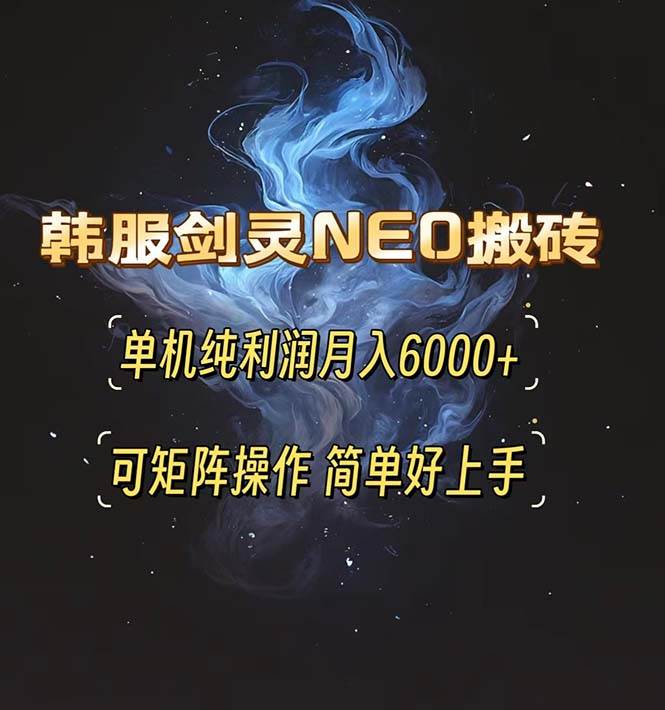 （13435期）韩服剑灵NEO搬砖攻略，单机纯利润月入6000+ 可矩阵操作，简单好上手。-玖哥网创