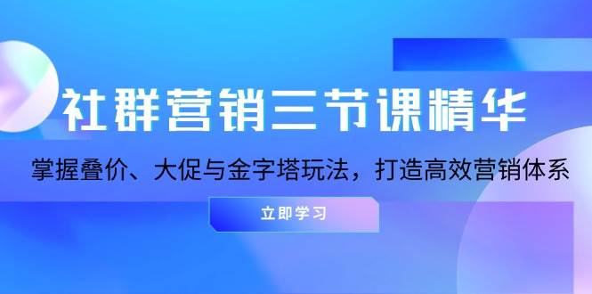 社群营销三节课精华：掌握叠价、大促与金字塔玩法，打造高效营销体系-玖哥网创