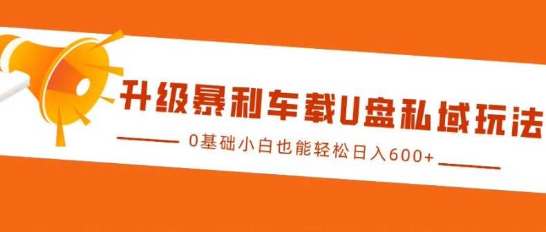 升级暴利车载U盘私域玩法，0基础小白也能轻松日入多张【揭秘】-玖哥网创