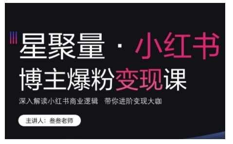 小红书博主爆粉变现课，深入解读小红书商业逻辑，带你进阶变现大咖-玖哥网创