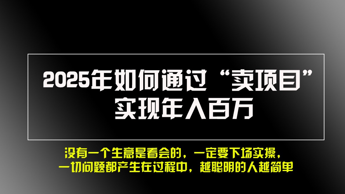 2025年如何通过“卖项目”实现年入百万-玖哥网创