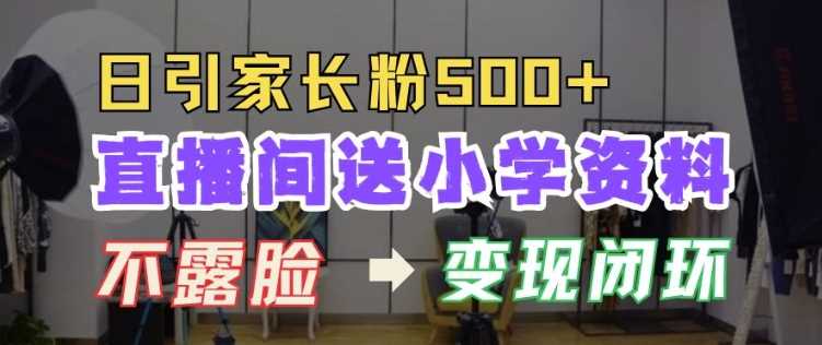 直播间送小学资料，每天引流家长粉500+，变现闭环模式【揭秘】-玖哥网创