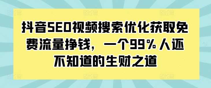 抖音SEO视频搜索优化获取免费流量挣钱，一个99%人还不知道的生财之道-玖哥网创