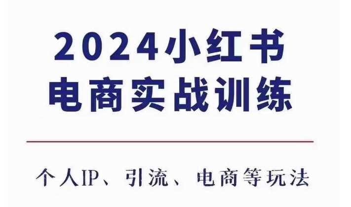 2024小红书电商3.0实战训练，包含个人IP、引流、电商等玩法-玖哥网创