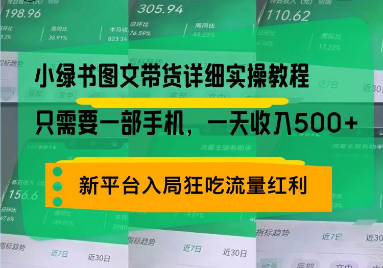 （13509期）小绿书图文带货详细实操教程，只需要一部手机，一天收入500+，轻松变现-玖哥网创