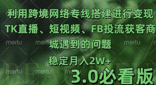 利用跨境电商网络及搭建TK直播、短视频、FB投流获客以及商城遇到的问题进行变现3.0必看版【揭秘】-玖哥网创