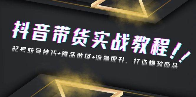 （13526期）抖音带货实战教程：起号转号技巧+爆品选择+流量提升，打造爆款商品-玖哥网创