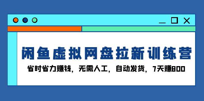 （13524期）闲鱼虚拟网盘拉新训练营：省时省力赚钱，无需人工，自动发货，7天赚800-玖哥网创