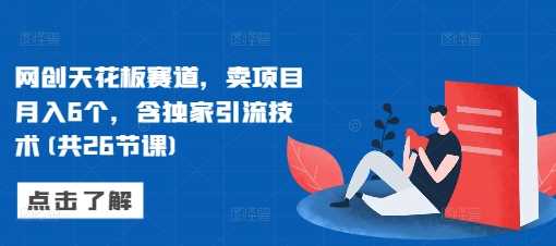 网创天花板赛道，卖项目月入6个，含独家引流技术(共26节课)-玖哥网创