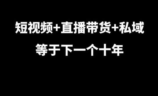 短视频+直播带货+私域等于下一个十年，大佬7年实战经验总结-玖哥网创