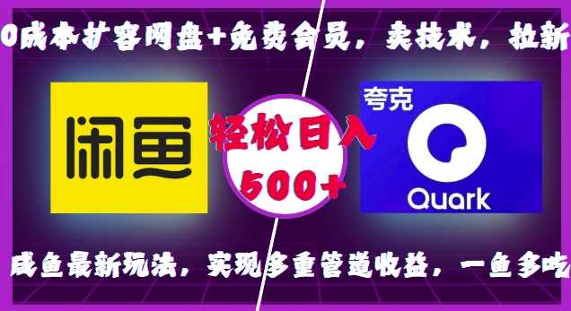 0成本扩容网盘+免费会员，卖技术，拉新，咸鱼最新玩法，实现多重管道收益，一鱼多吃，轻松日入500+-玖哥网创