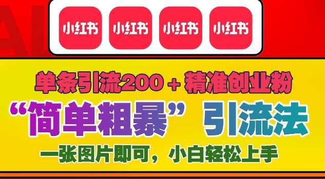 12月底小红书”简单粗暴“引流法，单条引流200+精准创业粉-玖哥网创