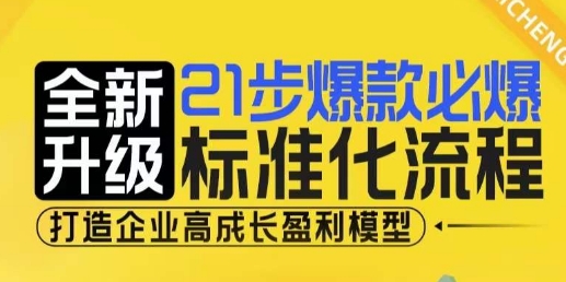 21步爆款必爆标准化流程，全新升级，打造企业高成长盈利模型-玖哥网创