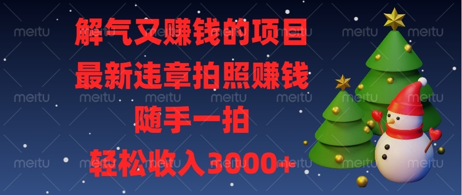 （13686期）解气又赚钱的项目，最新违章拍照赚钱，随手一拍，轻松收入3000+-玖哥网创