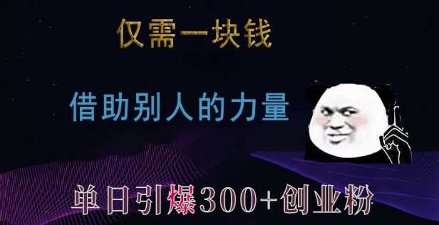 仅需一块钱，借助别人的力量，单日引爆300+创业粉、兼职粉【揭秘】-玖哥网创