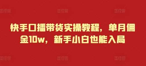 快手口播带货实操教程，单月佣金10w，新手小白也能入局-玖哥网创