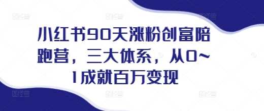 小红书90天涨粉创富陪跑营，​三大体系，从0~1成就百万变现，做小红书的最后一站-玖哥网创