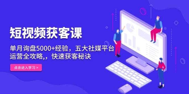 （13715期）短视频获客课，单月询盘5000+经验，五大社媒平台运营全攻略,，快速获客…-玖哥网创