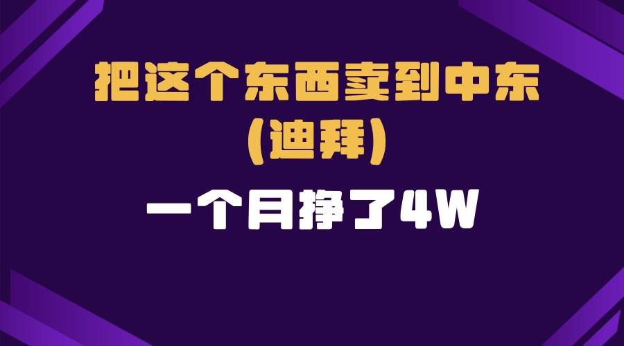 （13740期）跨境电商一个人在家把货卖到迪拜，暴力项目拆解-玖哥网创