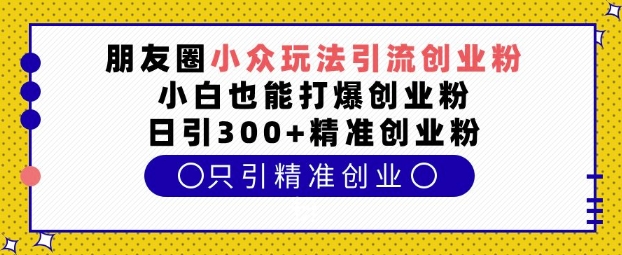 朋友圈小众玩法引流创业粉，小白也能打爆创业粉，日引300+精准创业粉【揭秘】-玖哥网创