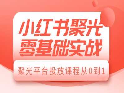 小红书聚光零基础实战，聚光平台投放课程从0到1-玖哥网创