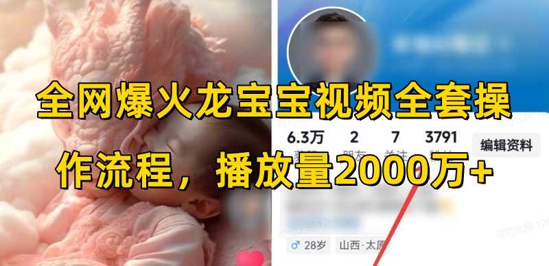 全网爆火龙宝宝视频全套操作流程，播放量2000万+-玖哥网创
