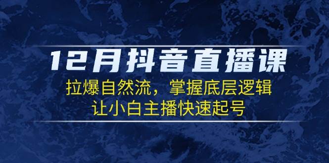 12月抖音直播课：拉爆自然流，掌握底层逻辑，让小白主播快速起号-玖哥网创