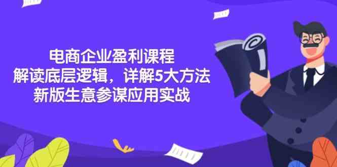 电商企业盈利课程：解读底层逻辑，详解5大方法论，新版生意参谋应用实战-玖哥网创