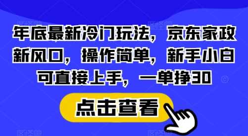 年底最新冷门玩法，京东家政新风口，操作简单，新手小白可直接上手，一单挣30【揭秘】-玖哥网创