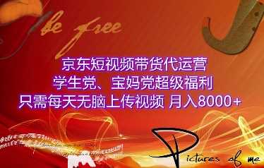 京东短视频带货代运营，学生党、宝妈党超级福利，只需每天无脑上传视频，月入8000+【仅揭秘】-玖哥网创