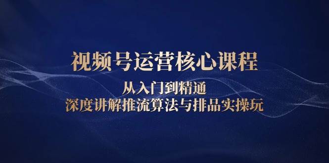 视频号运营核心课程，从入门到精通，深度讲解推流算法与排品实操玩-玖哥网创