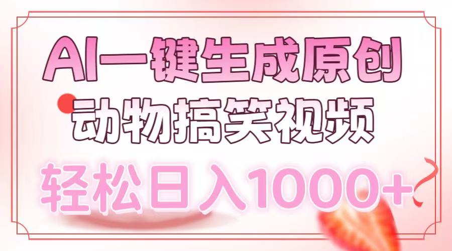 （13884期）AI一键生成原创动物搞笑视频，轻松日入1000+-玖哥网创