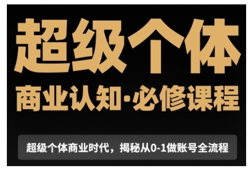 超级个体商业认知觉醒视频课，商业认知·必修课程揭秘从0-1账号全流程-玖哥网创